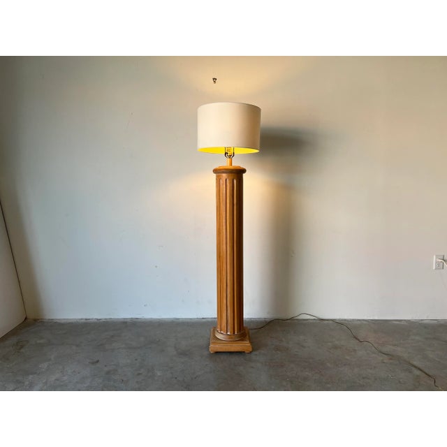 Hollywood Regency Carved Wood Column Floor Lamp For Sale - Image 12 of 13