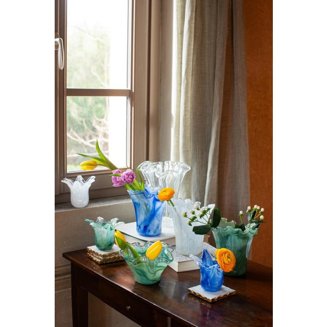 VIETRI Onda Glass Green Petite Ruffled Bowl For Sale In Raleigh - Image 6 of 6