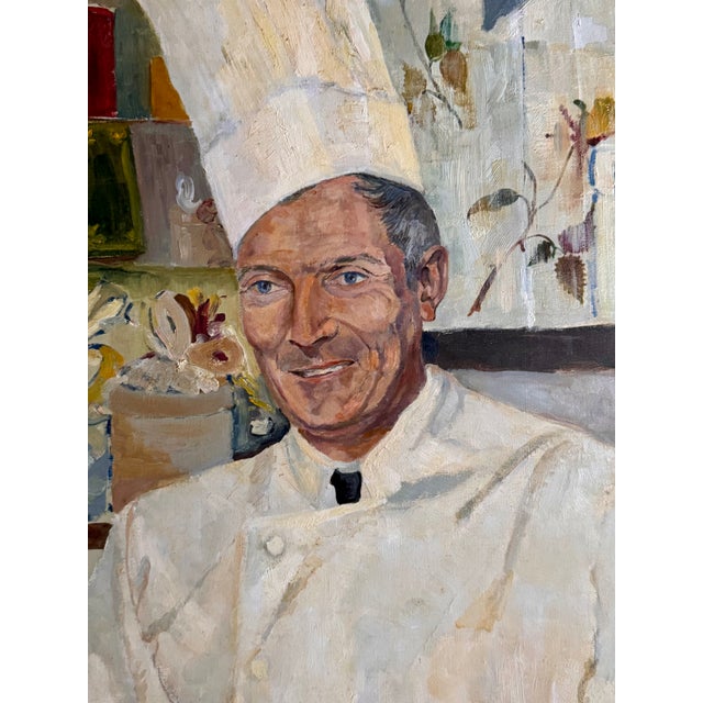 Modern Portrait of a Chef, 1967, Oil on Canvas For Sale - Image 3 of 6