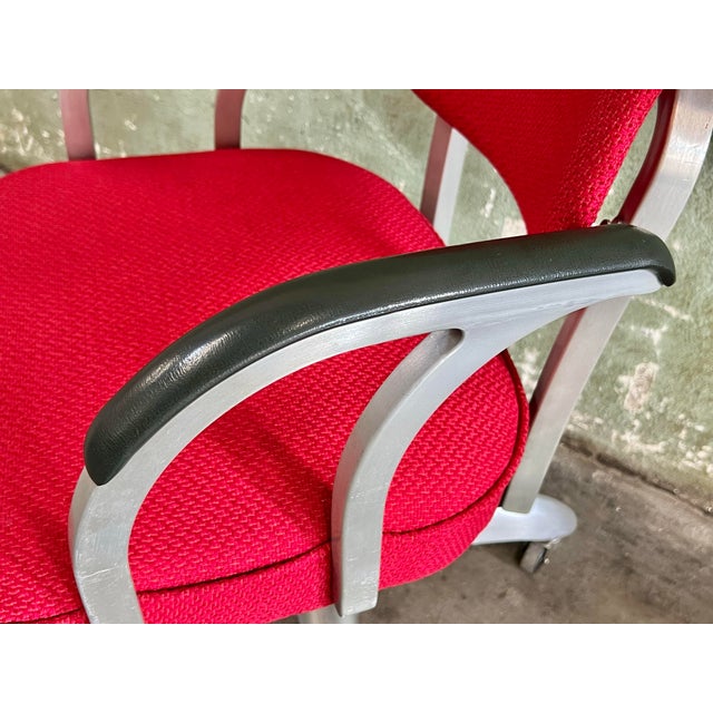 1950s Fully-Restored General Fireproofing Goodform Model 3257 Comfort Master Jr. Industrial Aluminum Swivel Desk Chair For Sale - Image 9 of 12