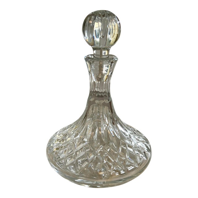 Vintage Crystal Cut Ship Captain Decanter For Sale