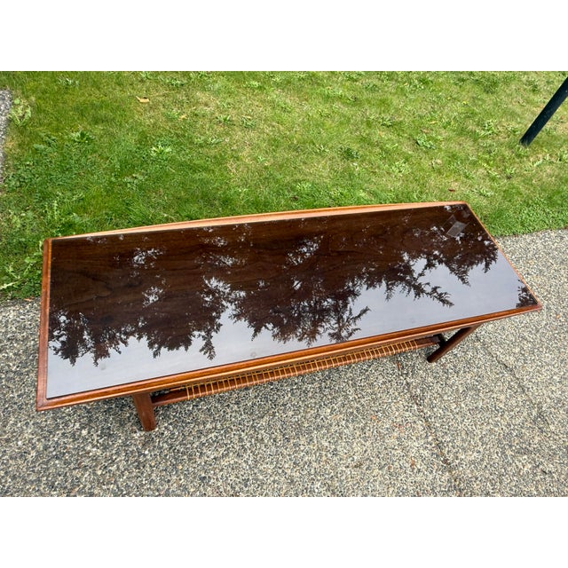 Wood Scandinavian Mid Century Modern Teak & Rattan Coffee Table by Dux For Sale - Image 7 of 10