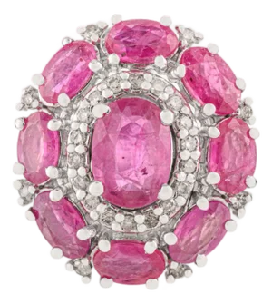 Statement Oval Shape 925 Silver Pendant With Ruby & Diamond by Carat&her