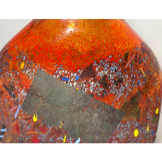 Vintage Kosta Boda Satellite Signed Bertil Vallien Red Bottle Vase Sculpture For Sale - Image 11 of 14