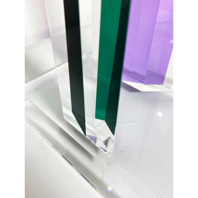 C. 1980s Post Modern Glass and Acrylic Side Table in Manner of Shlomi Haziza For Sale In Boston - Image 6 of 7