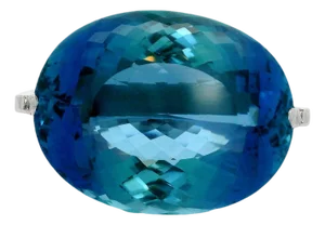 Superb 27.20 Carat Aquamarine 18k White Gold Solitaire Ring, Size 8