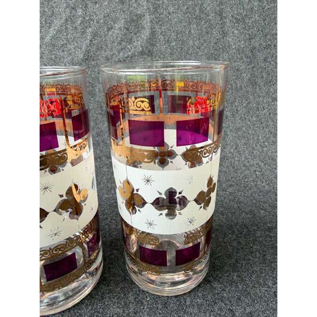Mid 20th Century Vintage Mid-Century Modern Culver LTD 22k Starburst Highball Glasses Set of 4 For Sale - Image 5 of 12
