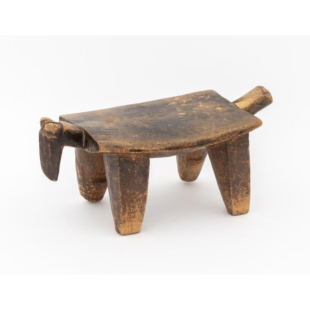 African Lobi Burkino Faso Zoomorphic Carved Wood Stool For Sale - Image 3 of 8