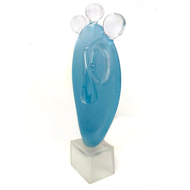 Large Vintage Blown Art Glass Abstract Face Sculpture Offered for sale is a unique large art glass sculpture that is...