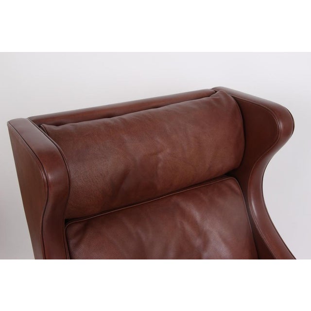 Model 2204 Wing Chair in Brown Leather by Børge Mogensen for Fredericia, 1974 For Sale - Image 10 of 14