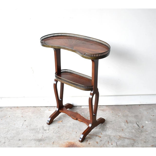 French Antique French Rognon Parquetry & Galleried Side Table For Sale - Image 3 of 10