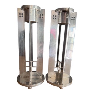 1980s Richard Meier for Swid Powell Candlesticks- Set of 2 For Sale