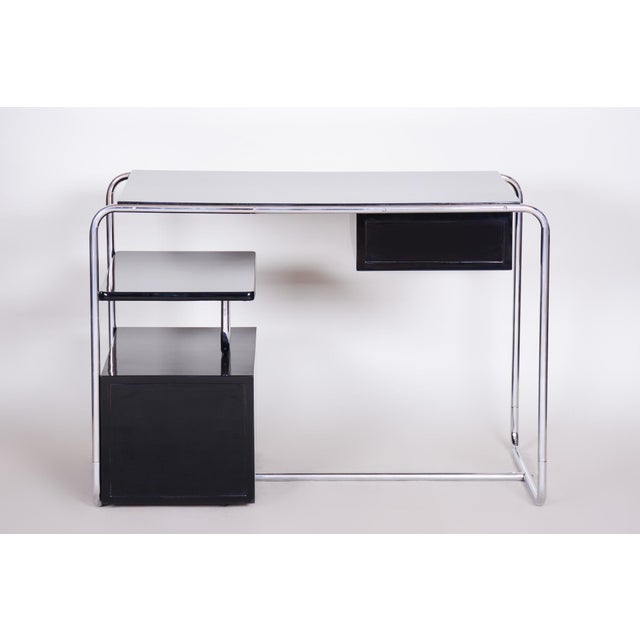 Bauhaus Lacquered and Chrome-Plated Steel Writing Desk, Germany, 1930s For Sale - Image 13 of 14