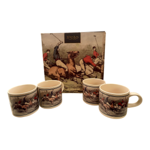1970s Ralph Lauren Vintage Polo Players Thoroughbred Horse Ceramic Mugs
