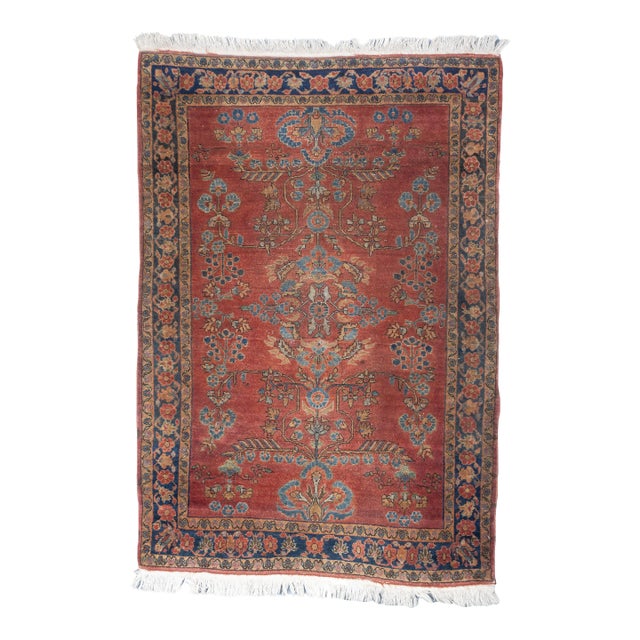 Antique Persian Mohajeran Sarouk Rug 3'3'' X 4'8'' For Sale