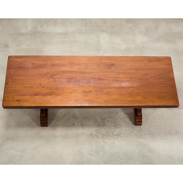 Country French Provincial Oak Trestle Farmhouse Dining Table 8 Ft For Sale - Image 4 of 18