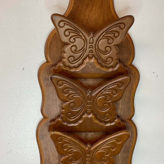 Mid 20th Century Americana Wood Mail and Key Hooks Rack With ...