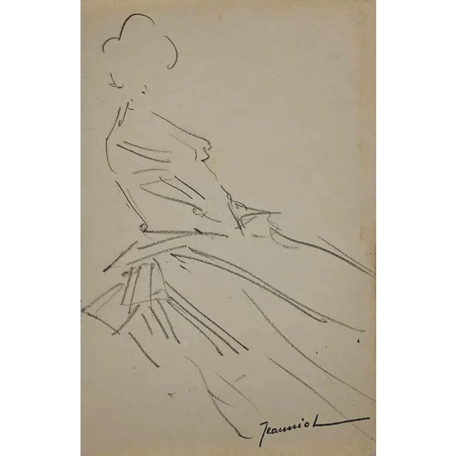 Figure is an original Drawing on paper realized by painter Pierre Georges Jeanniot (1848-1934). Drawing in Pencil. Hand-...