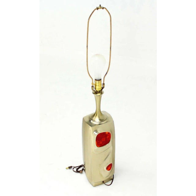 Mid-Century Modern Art Nouveau Style Cast Metal Table Lamp For Sale - Image 9 of 11