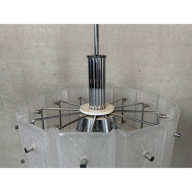 Glass Vintage Pendant Lamp in Glass & Chrome, 1970s For Sale - Image 7 of 12