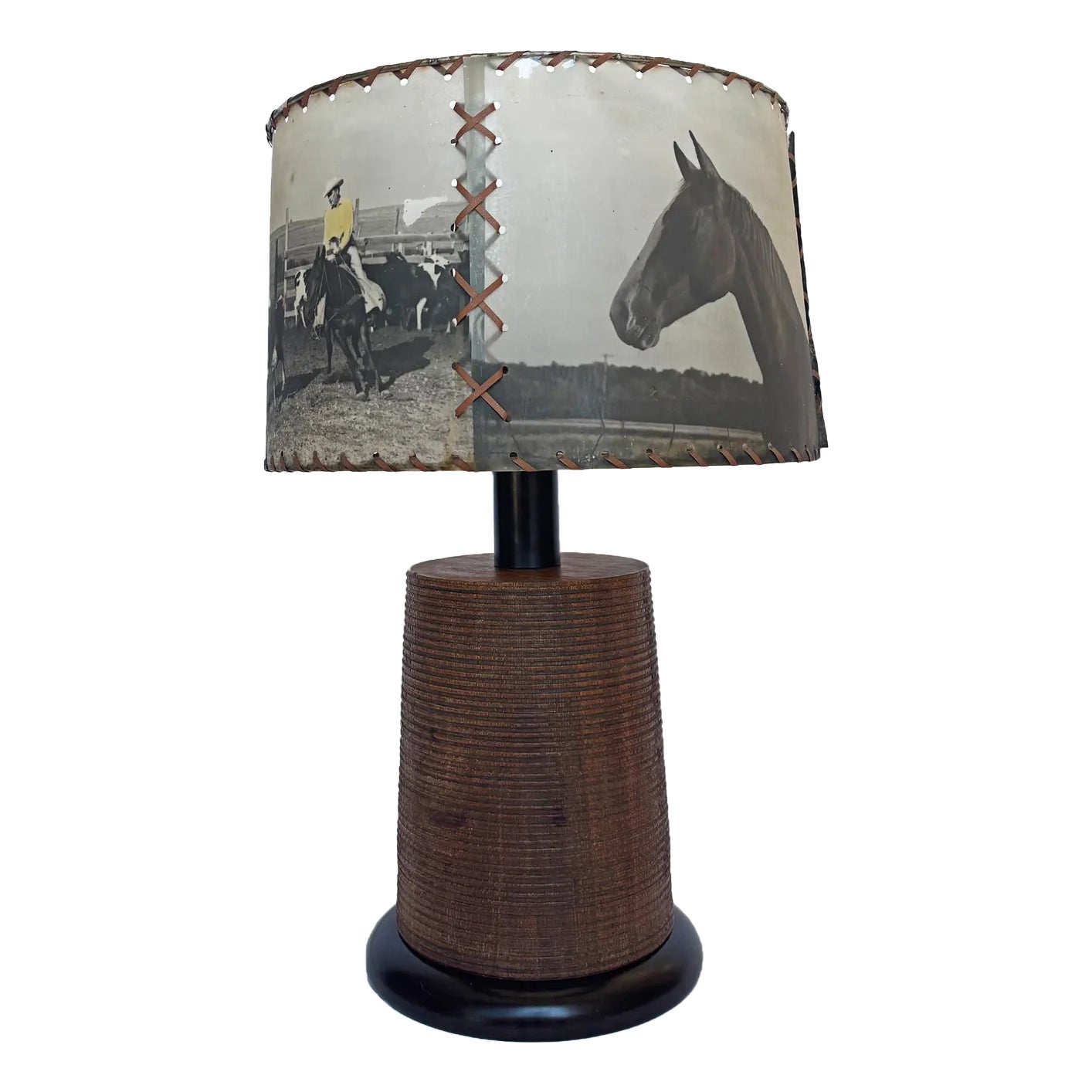 1950s Vintage Brandt Ranch Oak Western Table Lamp and Vellum Shade ...