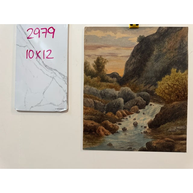 Paint Early 20th Century Attributed to Frank Henry Mason Rocky Mountain Stream Landscape Watercolor For Sale - Image 7 of 7