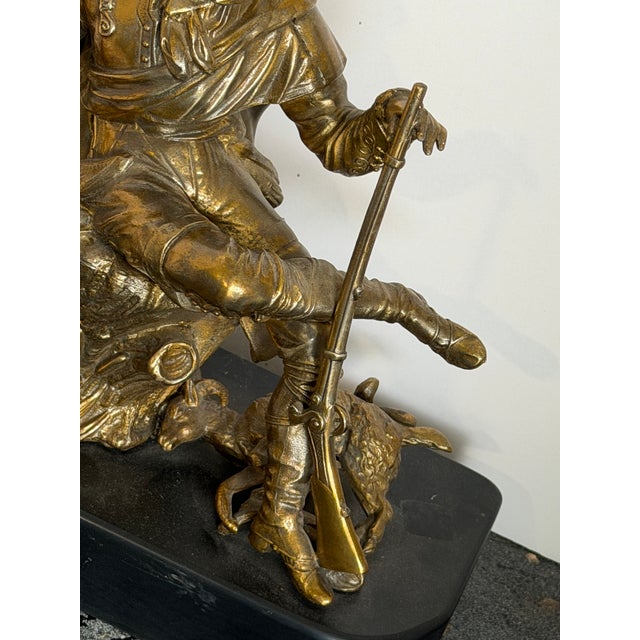 Wood Adrien Étienne Gaudez French Bronze Hunter With Dogs and Rifle, “Hors Concours,” Late 19th Century For Sale - Image 7 of 11