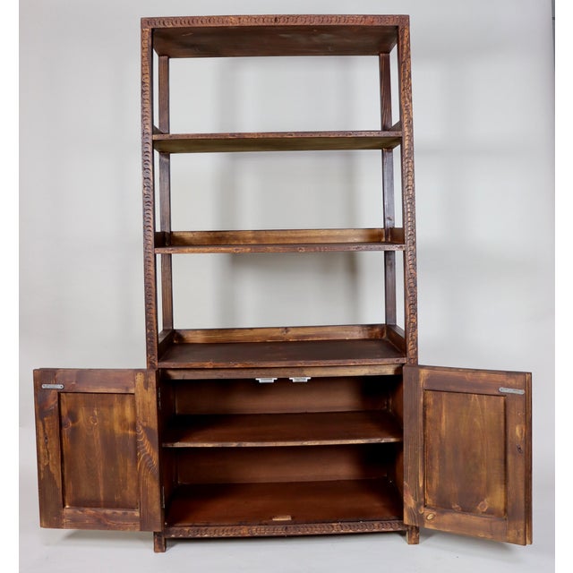 Hand Carved Oriental Wooden Cabinet Bookshelf Shelf, Nuristan, Afghanistan, 1980s For Sale - Image 6 of 15