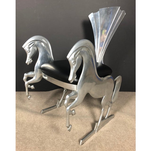 2000 - 2009 Whimsical Aluminum Chair With Full Bodied Horses For Sale - Image 5 of 11