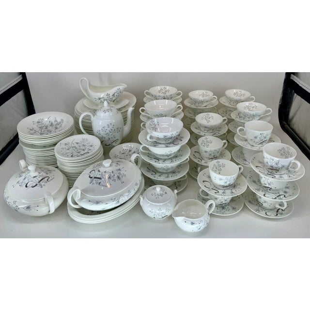 Over 170 pieces of vintage( 1952-1965) china in like-new condition . Silver-gray floral design with silver ribbon on Snow...