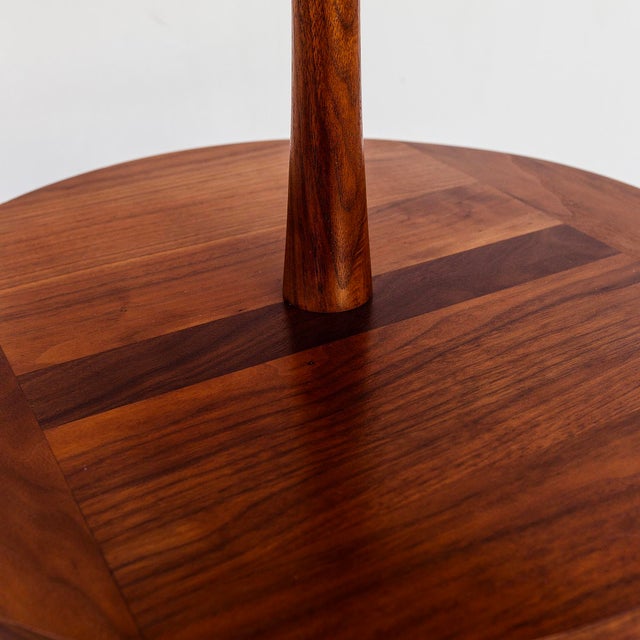 1960s Mid Century Modern Sculpted Walnut & Brass Floor Lamp With Cocktail Table For Sale - Image 5 of 14