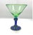 Vintage Mexican Handblown Green & Cobalt Blue Margarita Glasses — Set of 4 For Sale - Image 4 of 5