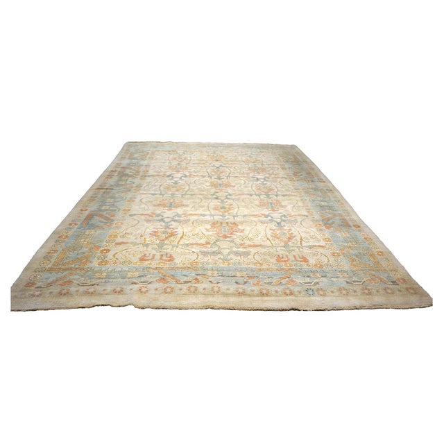 Condition: New Origin: Turkey Design: Donegal Actual size: 9'10" x 12'9" Thickness: 1/4" Colors: Tan, Light Blue, Orange,...