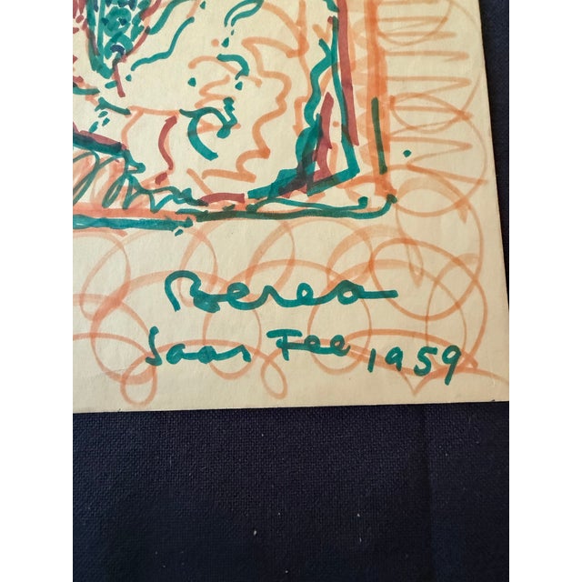 Modern 1959 Dimitrie Berea Portrait of Joan Fee Created With Magic Markers For Sale - Image 3 of 3