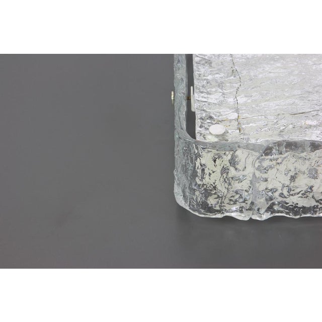 German Square Murano Ice Glass Flush Mount from Kaiser, 1970s For Sale - Image 6 of 7