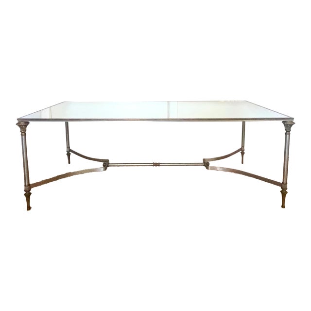 Steel & Brass Coffee Table in the Style of Maison Jansen For Sale