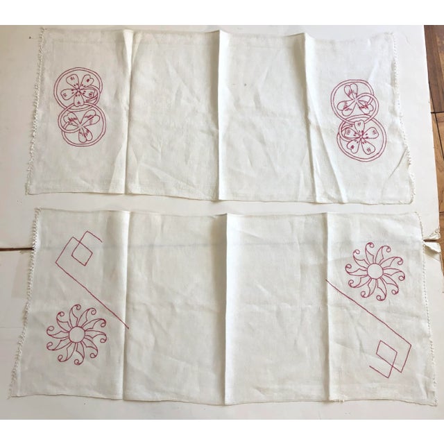 Antique Victorian Embroidered Linen Towels Set of 2 For Sale - Image 13 of 13