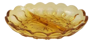 1970 Anchor Hocking Amber Glass Relish Dish