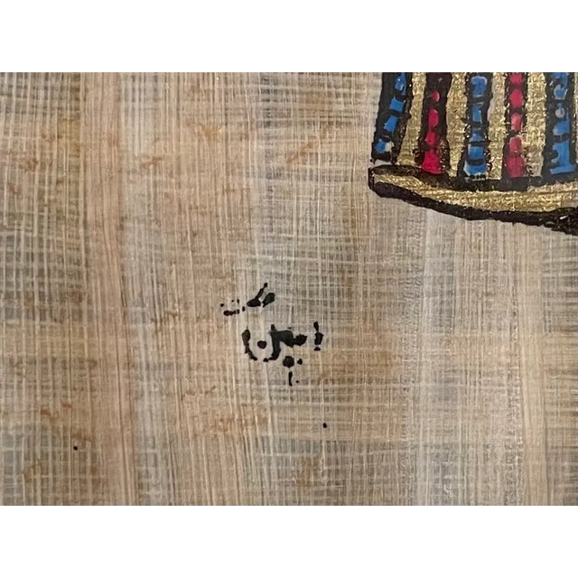 Late 20th Century Vintage Hand Painted Egyptian Papyrus Painting of Queen Nefertiti For Sale In Boston - Image 6 of 6