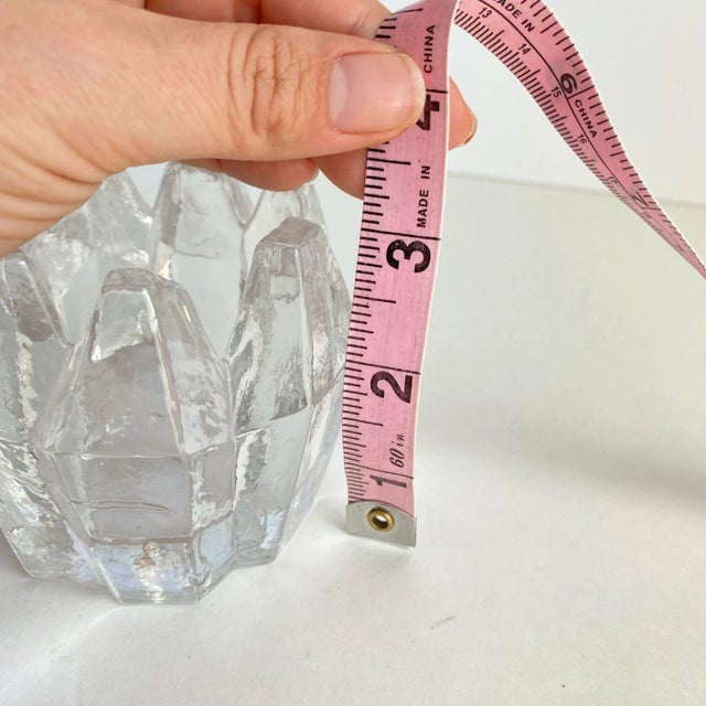 Vintage Kosta Boda Orrefors Heavy Glass Icicle Crystal Votive Holder Mid Century For Sale - Image 12 of 13