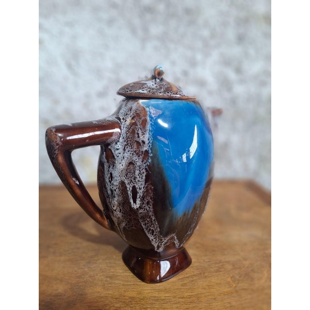 Art Deco Vallauris Coffee Service with Cobalt Blue Flamed Glaze, 1950s, Set of 15 For Sale - Image 13 of 18
