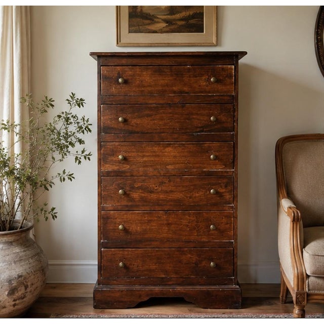 1970s Beech Seven-Drawer Tall Chest, 1970s For Sale - Image 5 of 5