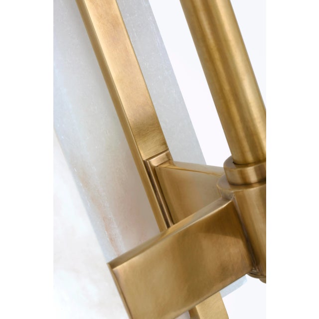 Ian K. Fowler for Visual Comfort Signature Malik Small Chandelier in Hand-Rubbed Antique Brass with Alabaster For Sale In Houston - Image 6 of 10