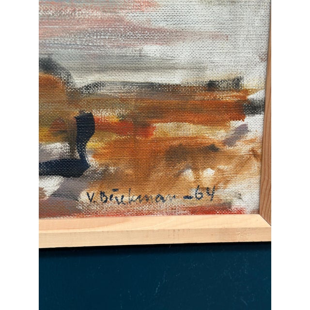 Original Swedish Oil Painting – “Vårkväll i Göviken” (Spring Evening in Göviken) by Vidar Bäckman – Vintage & Framed –...