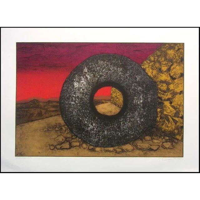 1990s Dean Meeker "Ball Court #1" Hand Signed Intaglio Collagraph Artwork For Sale - Image 5 of 5