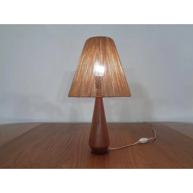 50s table lamp. Made of teak & sisal. European Plug (up to 250V).The wiring of this item may be original and might need...