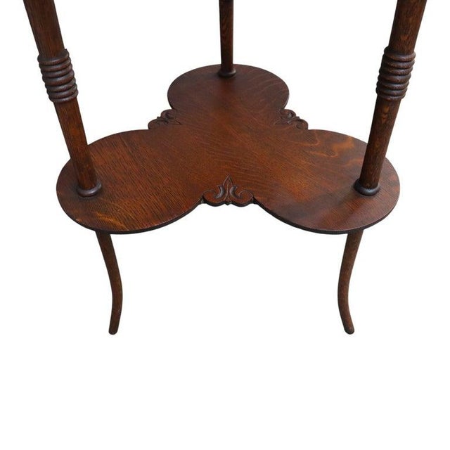 Traditional Horner School Oak Cloverleaf Side Table C1910 For Sale - Image 3 of 7