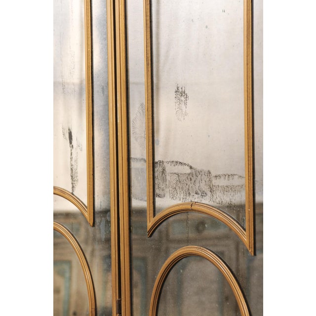 Mid 20th Century Mid 20th Century Antiqued Glass Folding Screen For Sale - Image 5 of 14