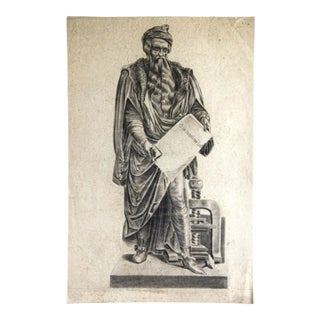 Portrait of Johann Gutenberg - Original Pencil on Paper - 19th Century 19th Century For Sale