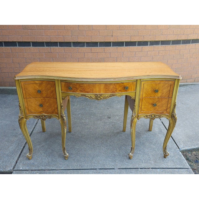 Late 19th Century Late 19th Century Louis XVI Style Provincial Walnut Dressing Table With Protective Glass Top For Sale - Image 5 of 11